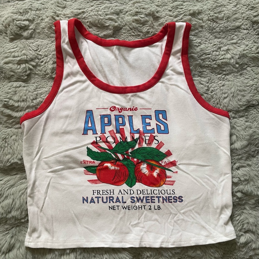 Organic Apples Kids Tank Top - White and Red
